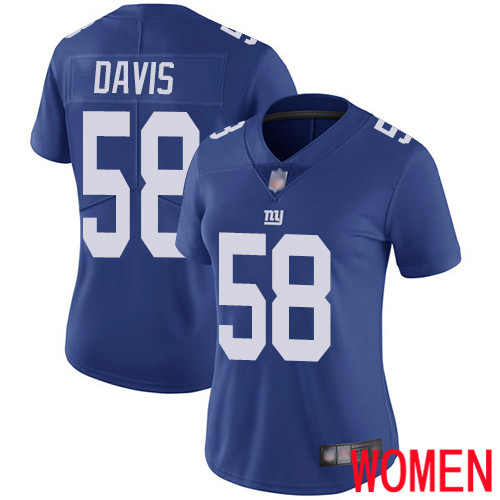 Women New York Giants 58 Tae Davis Royal Blue Team Color Vapor Untouchable Limited Player Football NFL Jersey